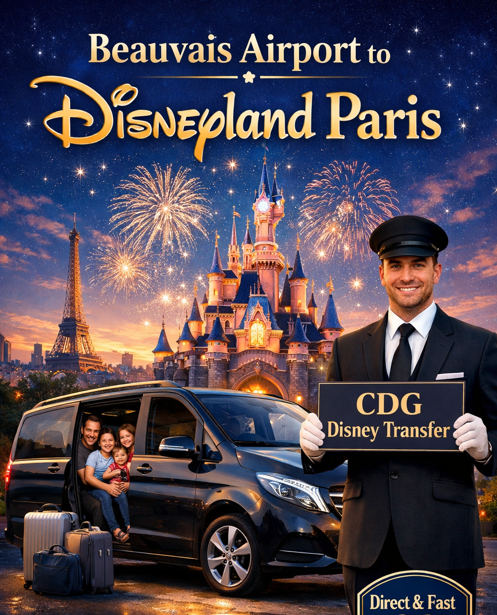 Reliable Minivan Group Transfers to Disneyland Paris from Every Paris Airport